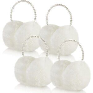 Women Earmuffs Faux Fur Pearl Headband Winter Outdoor Cold Weather 4 Pcs